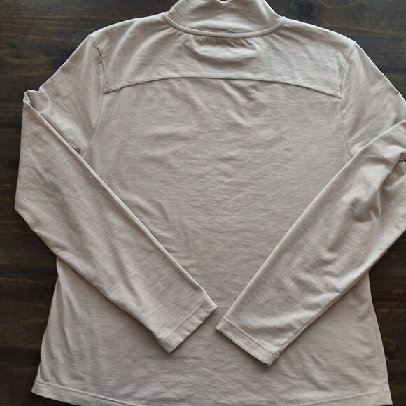 Ministry Of Supply Composite Merino Wool Blend Mock Neck Top Light Beige Women L - Picture 5 of 6